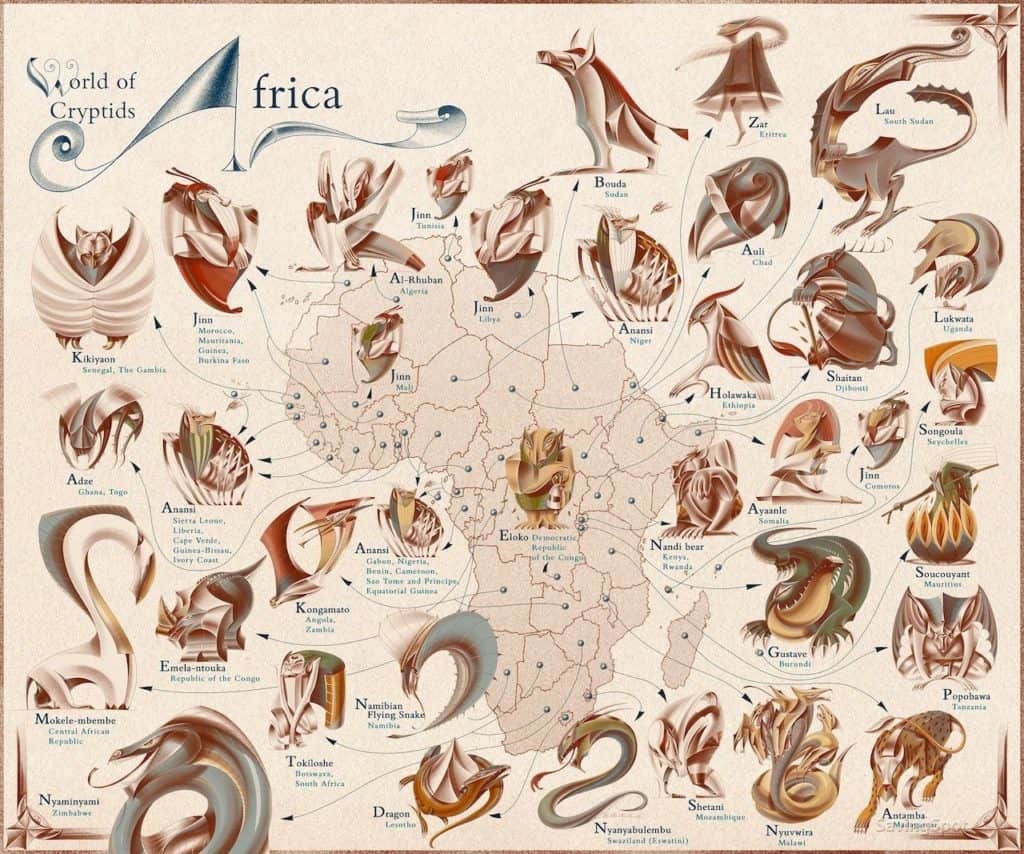 En este momento estás viendo Un mapa muestra cuáles son las criaturas míticas más famosas de los distintos países del mundo 🐉